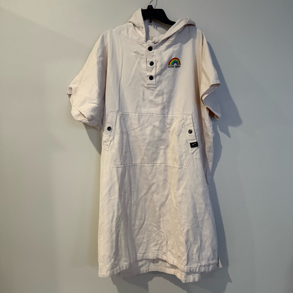 Slowtide Cream Unisex Stay Trippy Terry Beach Changing Poncho Dress - Picture 2 of 12